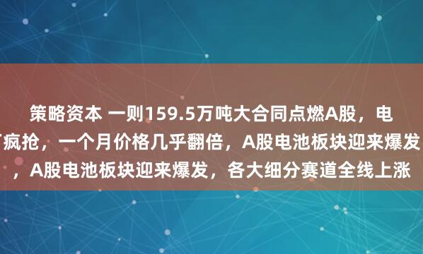 策略资本 一则159.5万吨大合同点燃A股，电池关键材料电解液遭大厂疯抢，一个月价格几乎翻倍，A股电池板块迎来爆发，各大细分赛道全线上涨