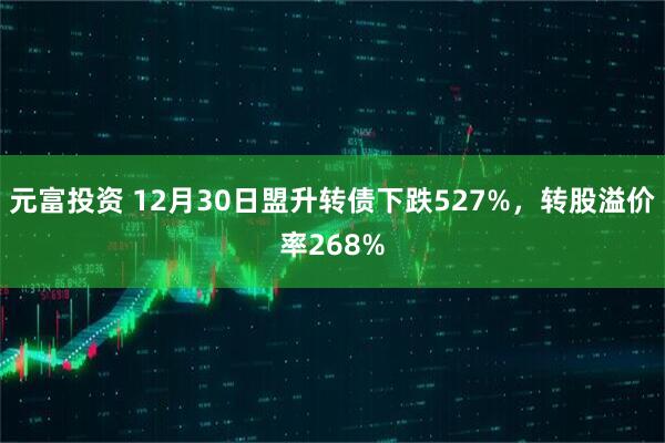 元富投资 12月30日盟升转债下跌527%，转股溢价率268%